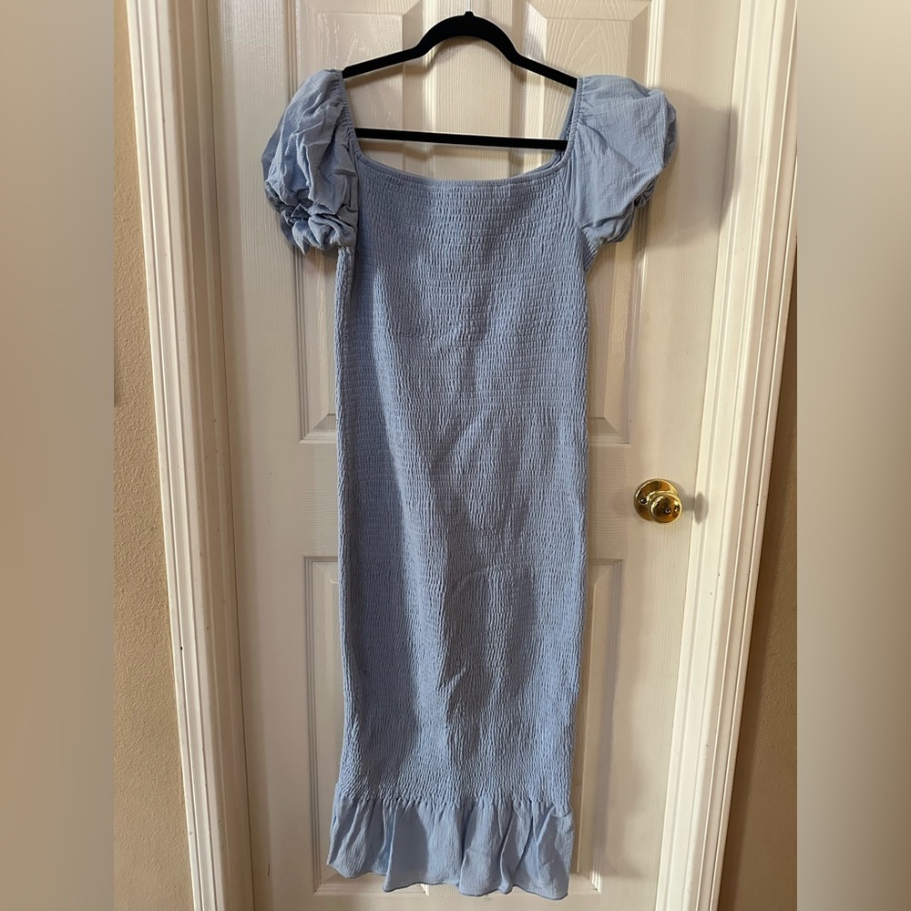 Baltic Born Alana Smocked Midi Blue Dress